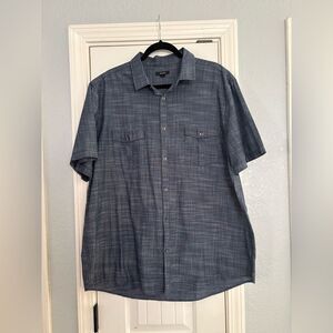 Alfani Shirt Mens Size XXL Blue Gray Warren Short Sleeve Lightweight Collared